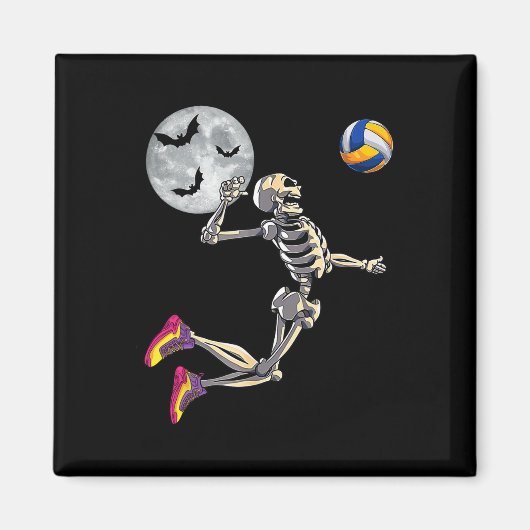 Funny Skeleton Playing Volleyll Happy Halloween Da Magnet (Vorne)