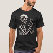 Funny Skeleton playing with a cat Graphic Skull Ca T-Shirt (Vorderseite)
