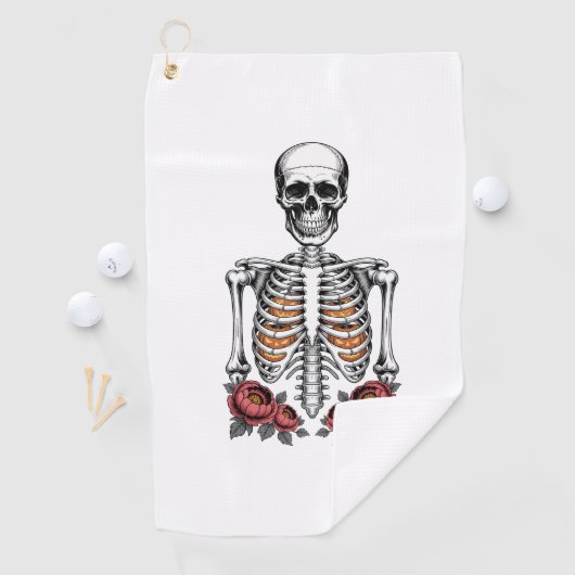 Funny Skeleton Pumpkin Fall Golfhandtuch (Insitu)