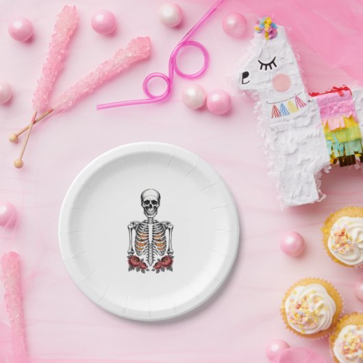 Funny Skeleton Pumpkin Fall Pappteller (Party)