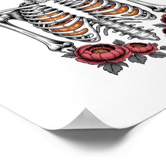 Funny Skeleton Pumpkin Fall Poster (Ecke)