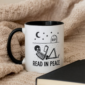 Funny Skeleton Read in Peace for Avid Book Readers Tasse