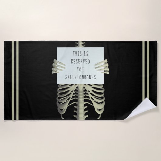 Funny Skeleton Reserviert Sign Spooky Beach Handtu Strandtuch (Vorderseite)