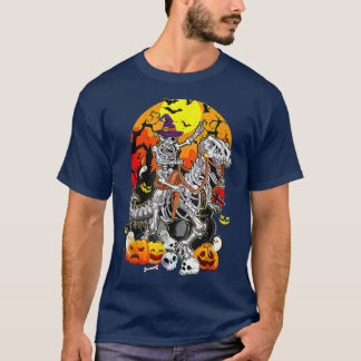 Funny Skeleton Riding Mummy Dinosaur T re Hallowee T-Shirt