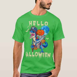 Funny Skeleton Riding Mummy Dinosaur T re Pumpkin T-Shirt