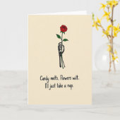 Funny Skeleton Rose Nap Card Karte (Gelbe Blume)