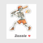 Funny Skeleton schlägt Baseball Halloween Aufkleber (Blatt)