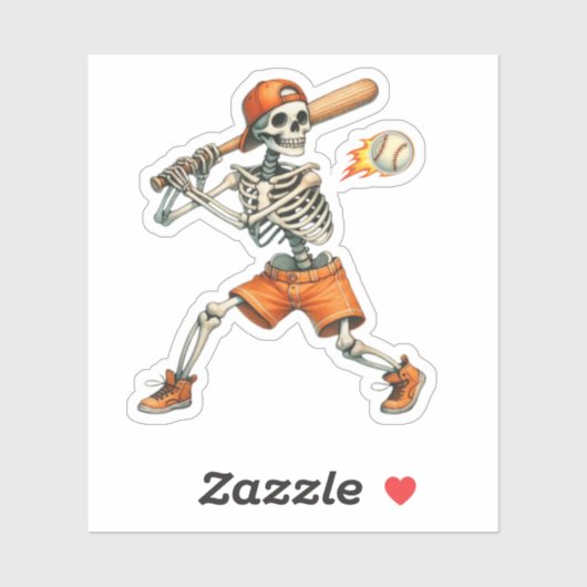 Funny Skeleton schlägt Baseball Halloween Aufkleber (Blatt)