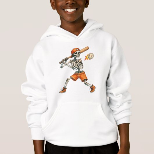 Funny Skeleton schlägt Baseball Halloween-T - Shir Hoodie (Vorderseite)