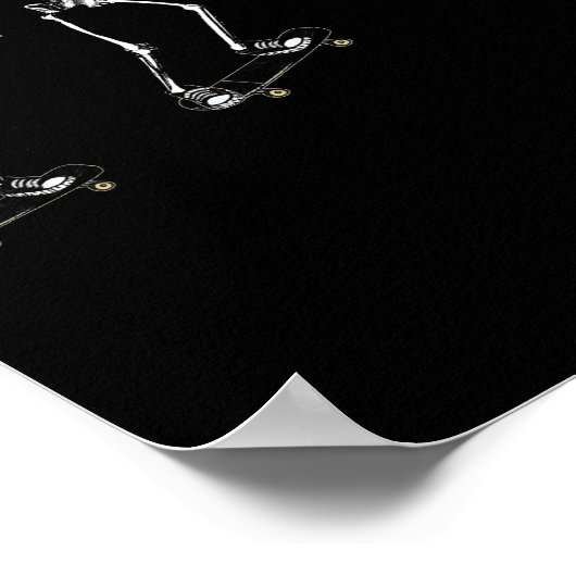 Funny Skeleton Skateboard Shirt Poster (Ecke)