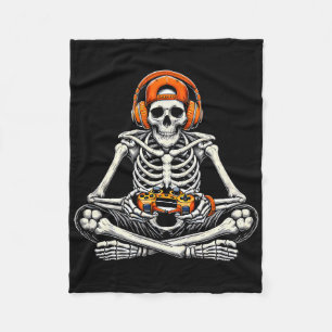 Funny Skeleton Skull Video Game Gamer Men Boys Hal Fleecedecke