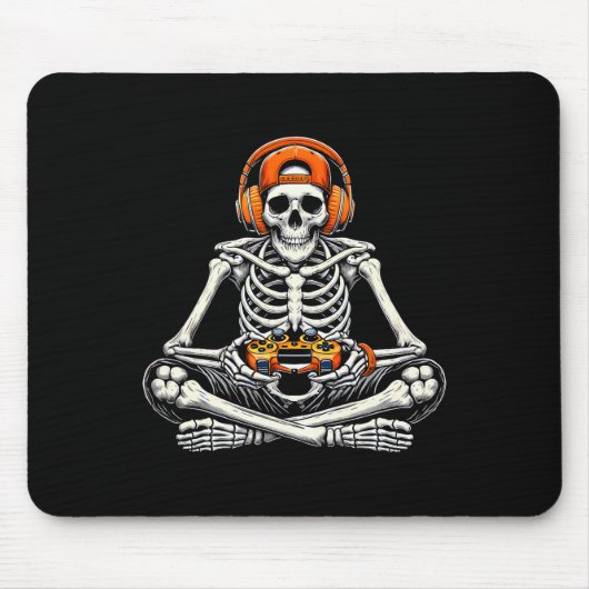 Funny Skeleton Skull Video Game Gamer Men Boys Hal Mousepad (Vorne)