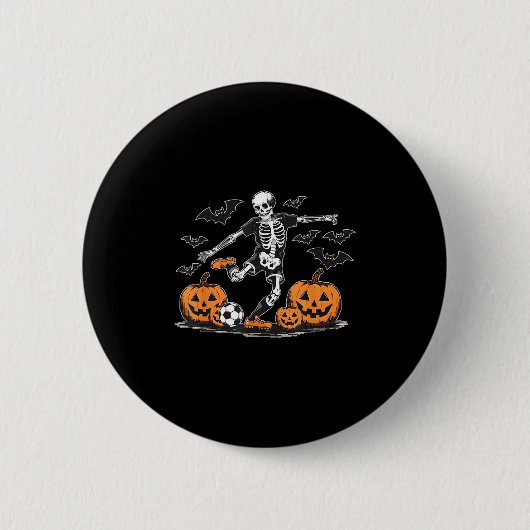 Funny Skeleton Soccer Men Boys Kinder Halloween Button (Vorderseite)