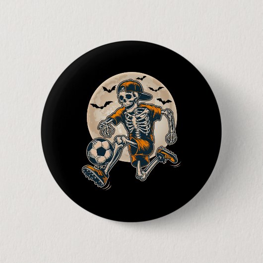 Funny Skeleton Soccer Men Boys Kinder Halloween Button (Vorderseite)