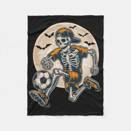 Funny Skeleton Soccer Men Boys Kinder Halloween Fleecedecke (Vorderseite)