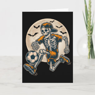 Funny Skeleton Soccer Men Boys Kinder Halloween Karte