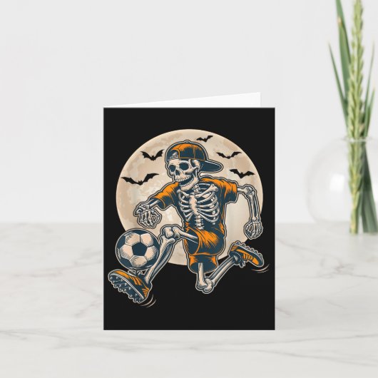 Funny Skeleton Soccer Men Boys Kinder Halloween Karte (Vorderseite)