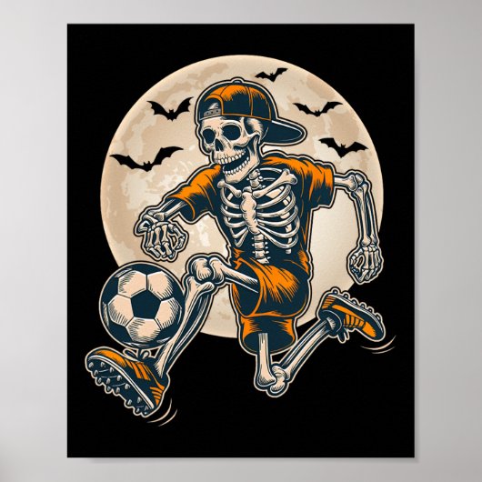 Funny Skeleton Soccer Men Boys Kinder Halloween Poster (Vorne)