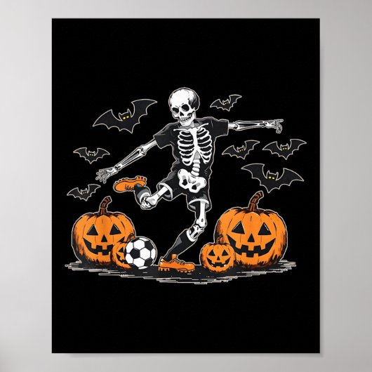 Funny Skeleton Soccer Men Boys Kinder Halloween Poster (Vorne)