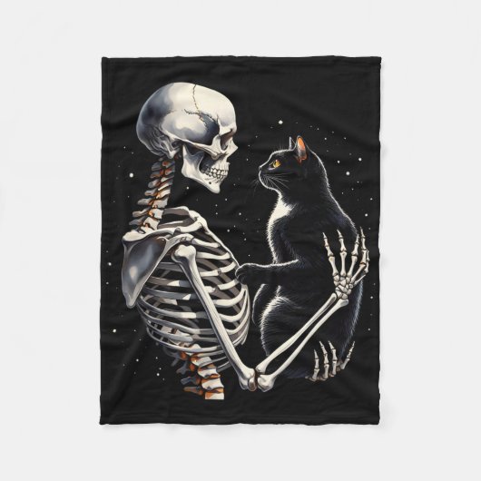 Funny Skeleton spielen mit einem katzengrafischen Fleecedecke (Vorderseite)