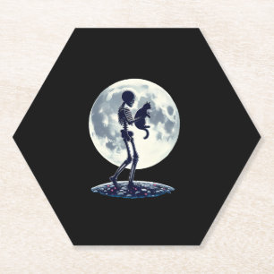 Funny Skeleton spielt mit einem Niedlichen Katzen  Untersetzer