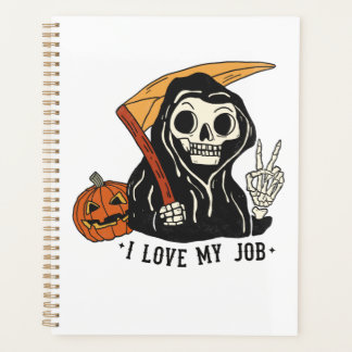 Funny Skeleton Spooky Vibes Fall Planer