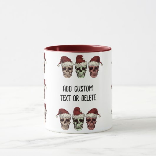 Funny Skeleton Spooky Vibes Head Christmas Red Tasse (Zentrum)