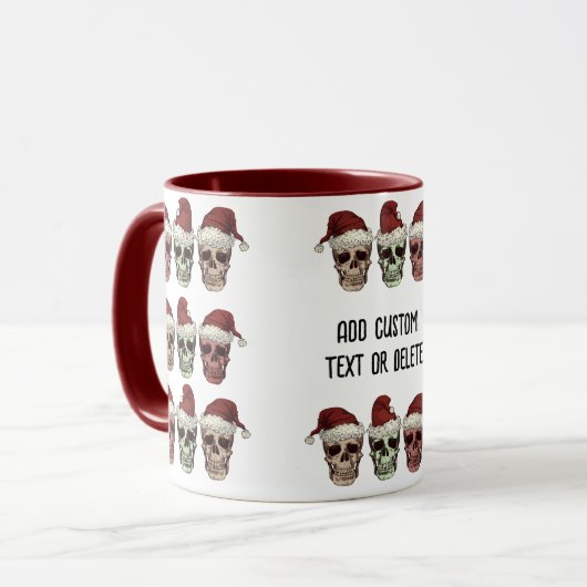Funny Skeleton Spooky Vibes Head Christmas Red Tasse (Vorderseite Links)