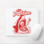 Funny Skeleton Stay Sitive Shark Beach Motivationa Mousepad (Mit Mouse)
