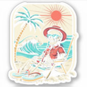 Funny Skeleton Summer Aufkleber (Vorderseite)