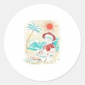 Funny Skeleton Summer Runder Aufkleber (Vorderseite)