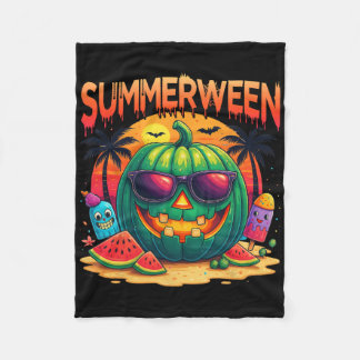 Funny Skeleton Summer Summerween Watermelon Jack-o Fleecedecke