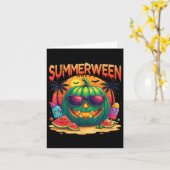Funny Skeleton Summer Summerween Watermelon Jack-o Karte (Gelbe Blume)