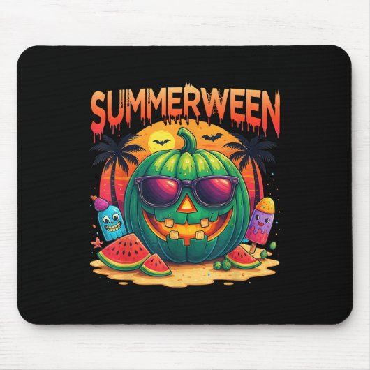 Funny Skeleton Summer Summerween Watermelon Jack-o Mousepad (Vorne)
