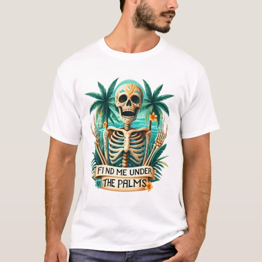 Funny Skeleton Summer Vibes T-Shirt (Vorderseite)