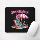 Funny Skeleton Summerween Mermaid Beach Halloween Mousepad (Mit Mouse)