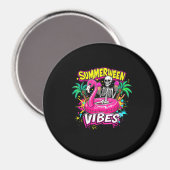 Funny Skeleton Summerween Vibes Flamingo Pool IceC Magnet (Vorderseite/Rückseite)