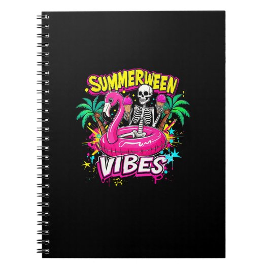 Funny Skeleton Summerween Vibes Flamingo Pool IceC Notizblock (Vorderseite)