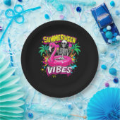 Funny Skeleton Summerween Vibes Flamingo Pool IceC Pappteller (Party)