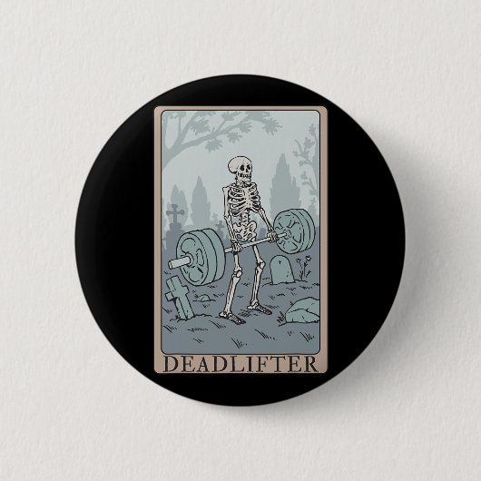 Funny Skeleton Tarot Card Deadlifter Bodybuilding Button (Vorderseite)