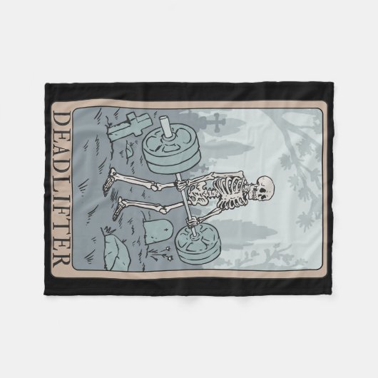 Funny Skeleton Tarot Card Deadlifter Bodybuilding Fleecedecke (Vorderseite (Horizontal))