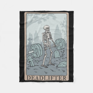 Funny Skeleton Tarot Card Deadlifter Bodybuilding Fleecedecke