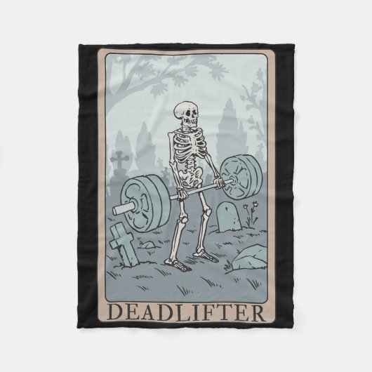 Funny Skeleton Tarot Card Deadlifter Bodybuilding Fleecedecke (Vorderseite)