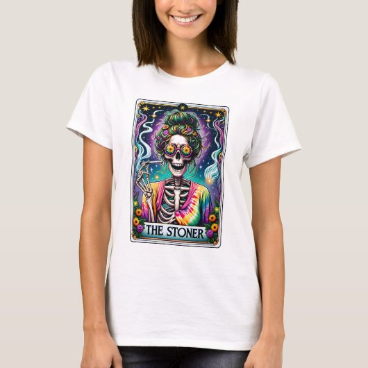 Funny Skeleton The Stoner Tarot T-Shirt (Vorderseite)