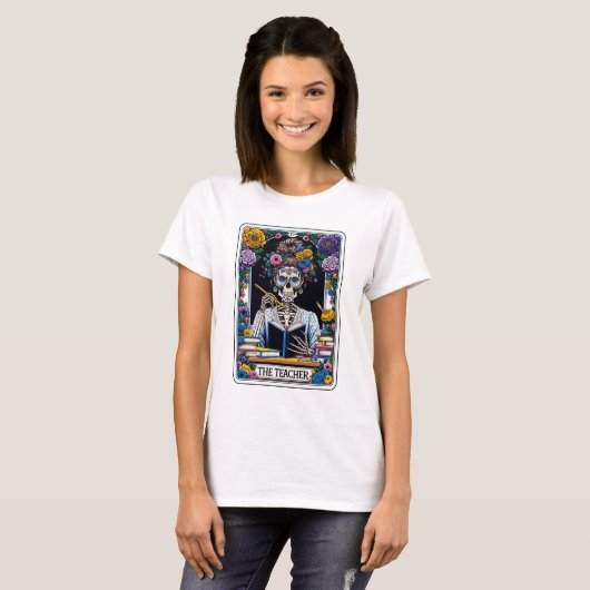 Funny Skeleton The Teacher Tarot T-Shirt (Vorne ganz)