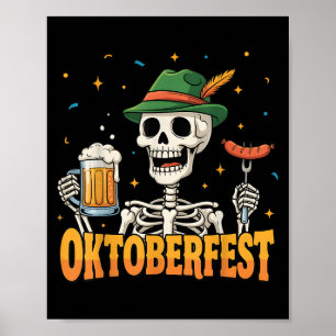 Funny Skeleton trinkt deutsche Bierfrauen Frauen Poster
