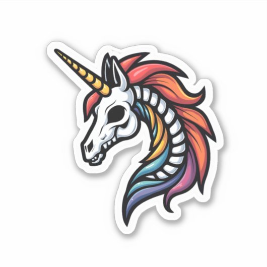 Funny Skeleton Unicorn Lovers Spooky Halloween Cos Aufkleber (Vorderseite)