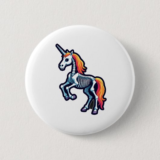 Funny Skeleton Unicorn Lovers Spooky Halloween Cos Button (Vorderseite)