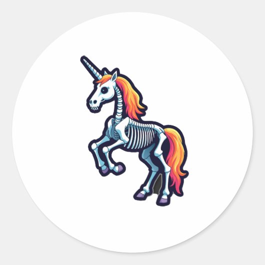 Funny Skeleton Unicorn Lovers Spooky Halloween Cos Runder Aufkleber (Vorderseite)