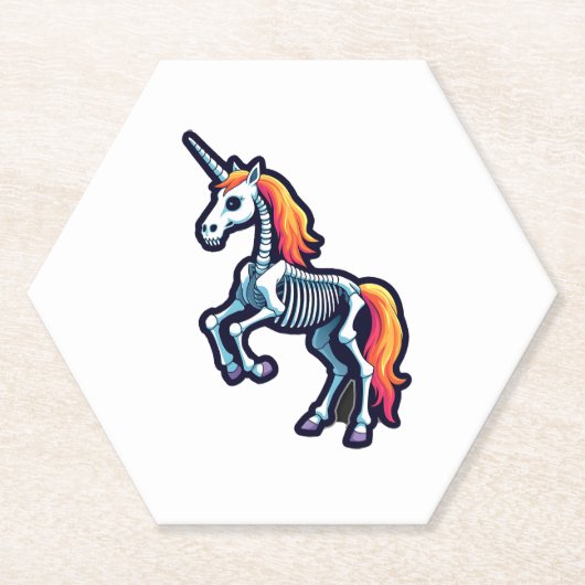 Funny Skeleton Unicorn Lovers Spooky Halloween Cos Untersetzer (Vorderseite)